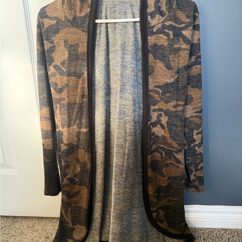 Camouflage Open Front Cardigan